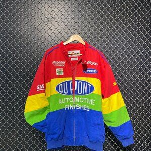 🔥 Vintage Jeff Gordon DuPont NASCAR Racing Jacket Rainbow – Size L